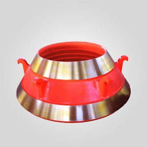 Metso HP300 bowl liner and mantle set made of Mn18Cr2 manganese steel.